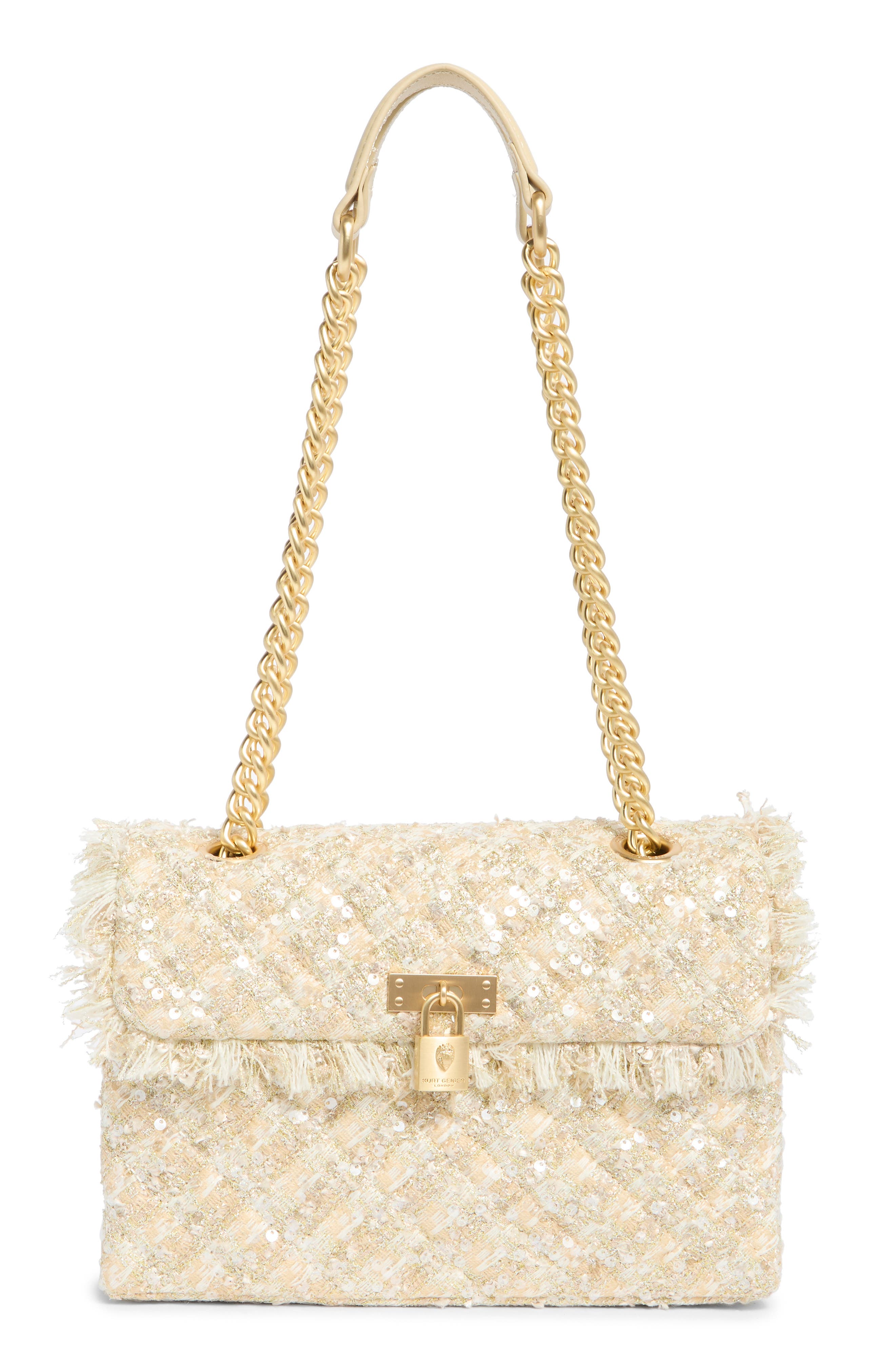 Kurt Geiger London Brixton Tweed Lock Shoulder Bag, Main, color, 