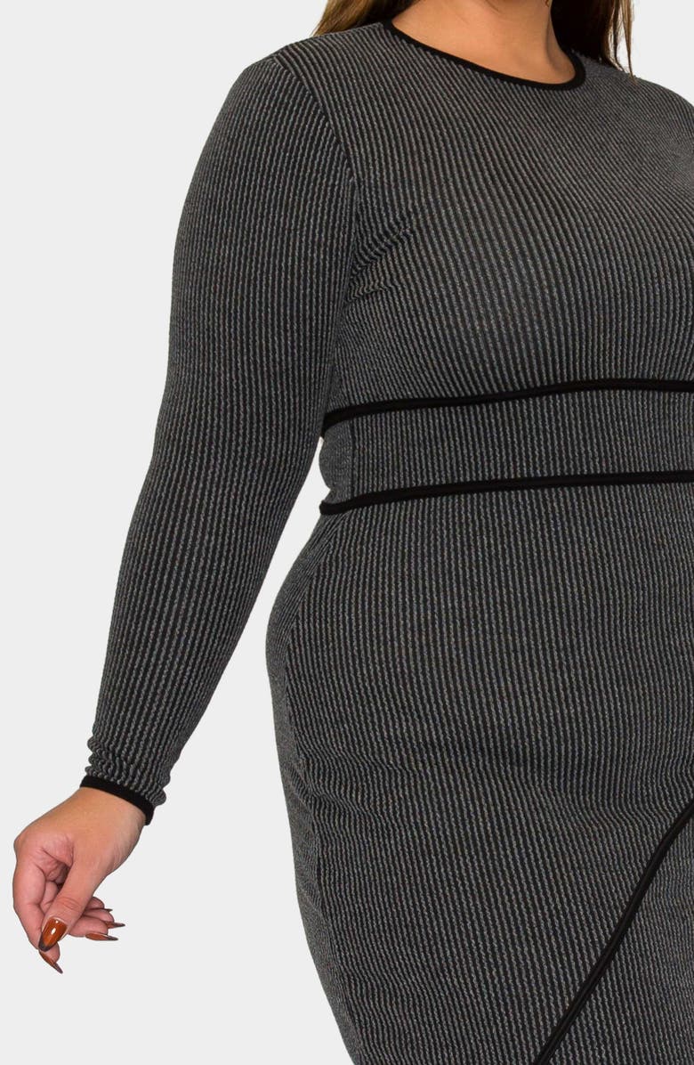 L I V D Elora Rib Sweater Dress, Alternate, color, Charcoal Black