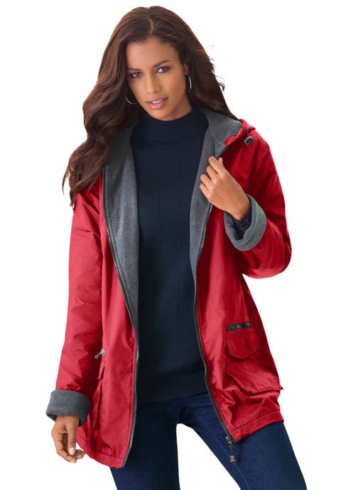 Plus Size Hooded Nylon Jacket