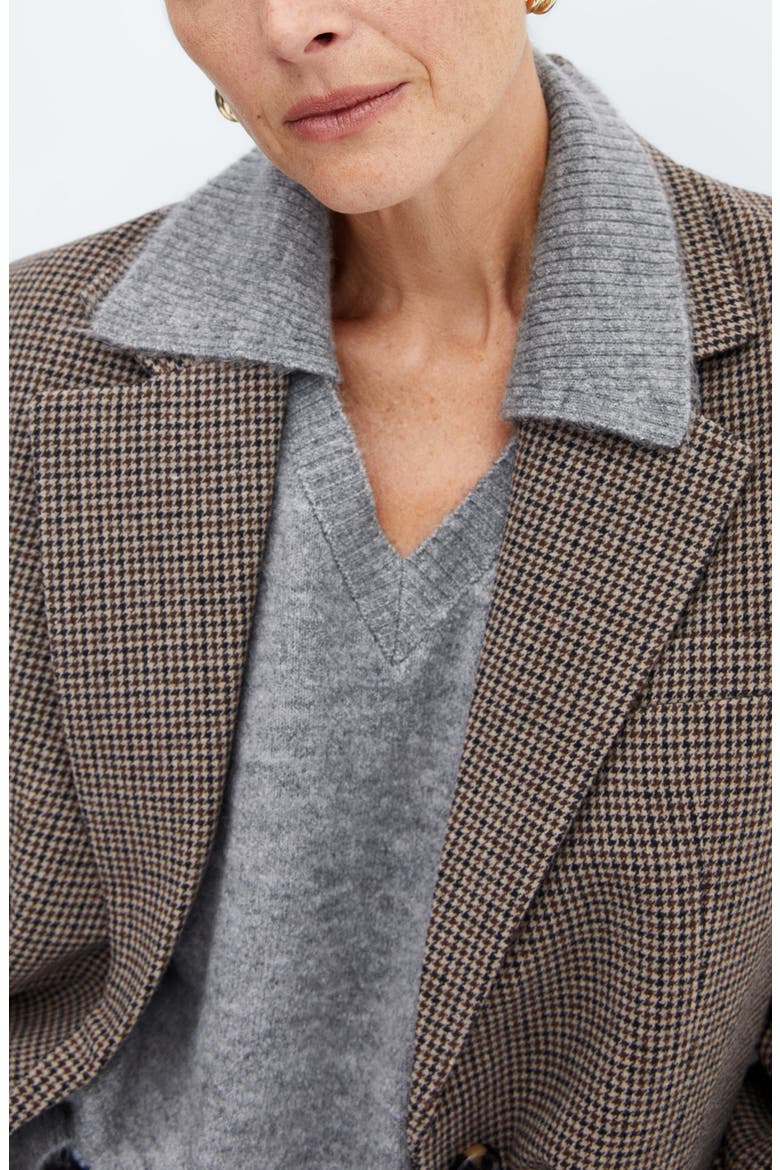 Padded Shoulder Polo Sweater, Alternate, color, GREY