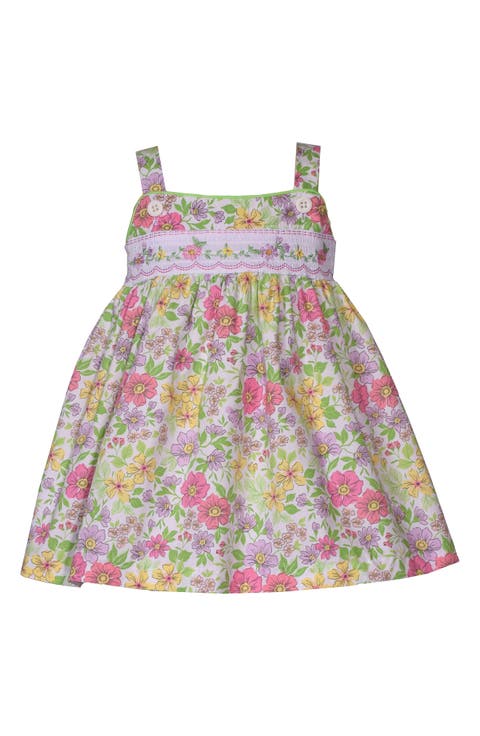 Floral Print Smocked Cotton Sundress