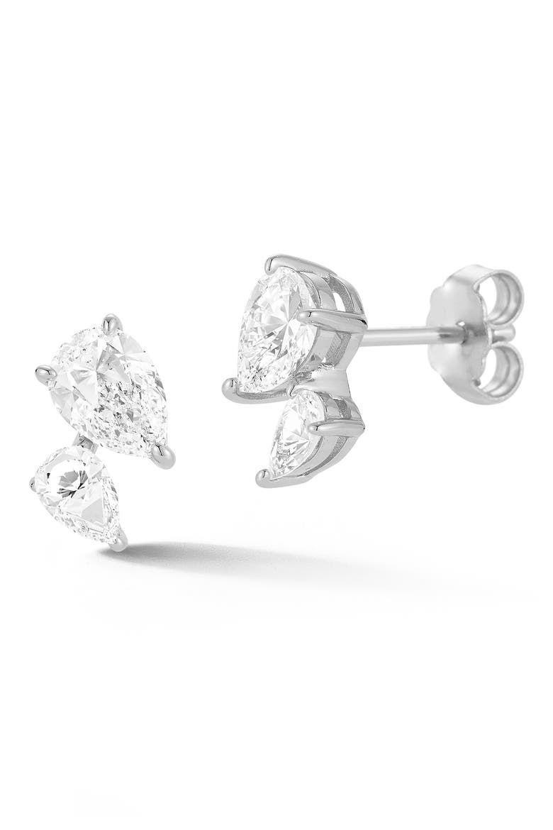 Pear Cut Moissanite Stud Earrings, Main, color, SILVER