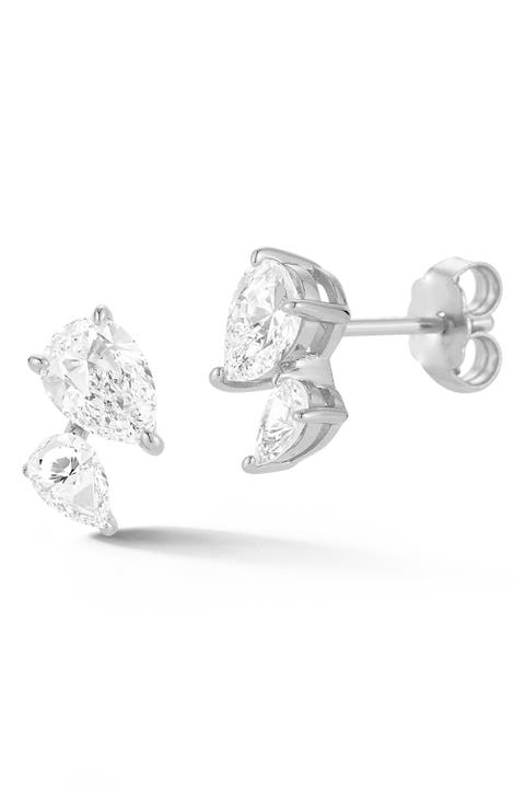 Pear Cut Moissanite Stud Earrings