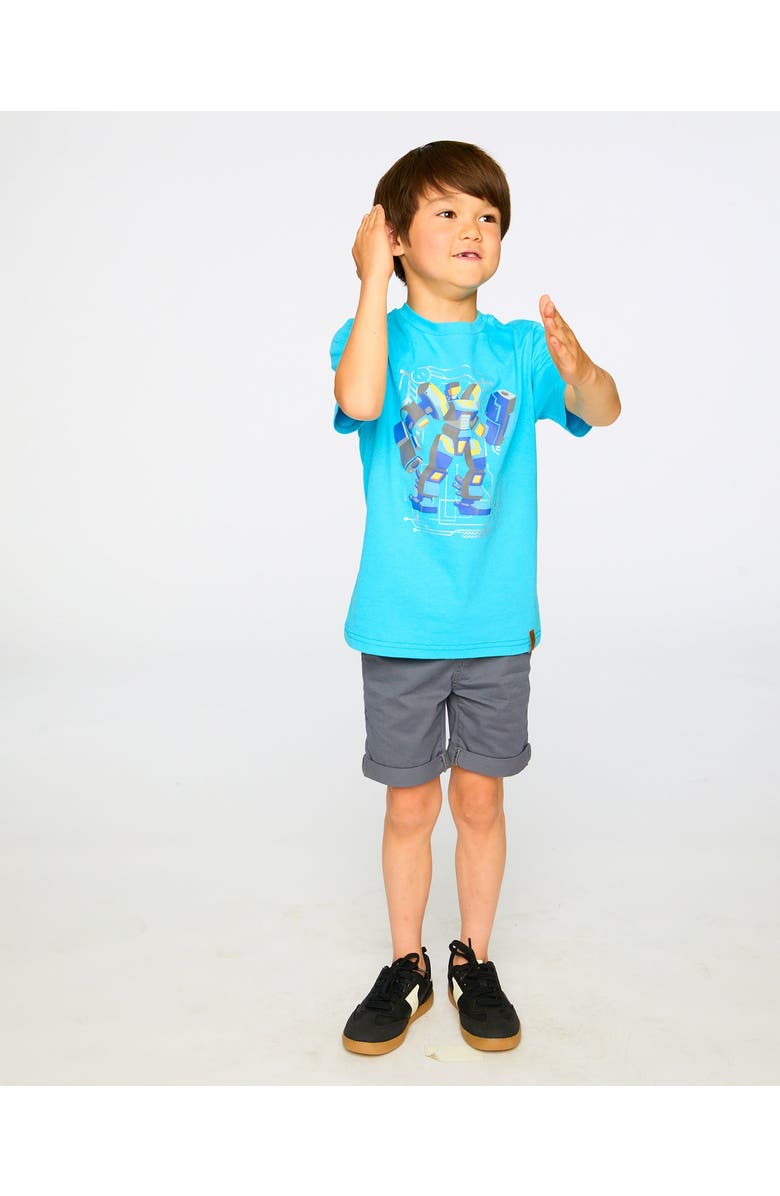 Deux par Deux Organic Cotton Jersey Chest Graphic Short Sleeve T-Shirt, Alternate, color, Sky Blue