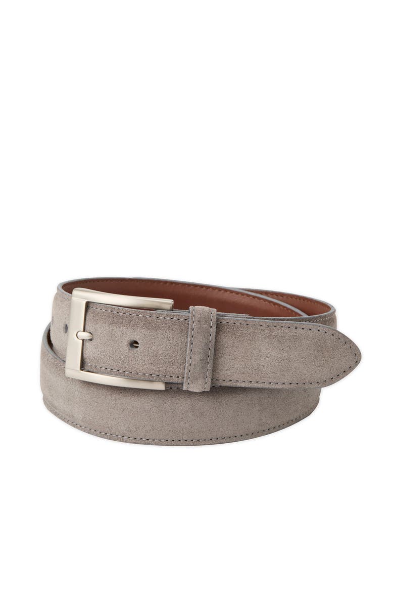 Italian Sueded Calfskin Dress Casual Belt, Main, color, Grey