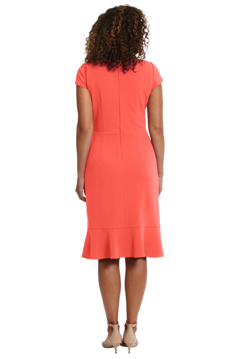 Rosette Faux Wrap Flounce Dress, Alternate, color, HOT CORAL