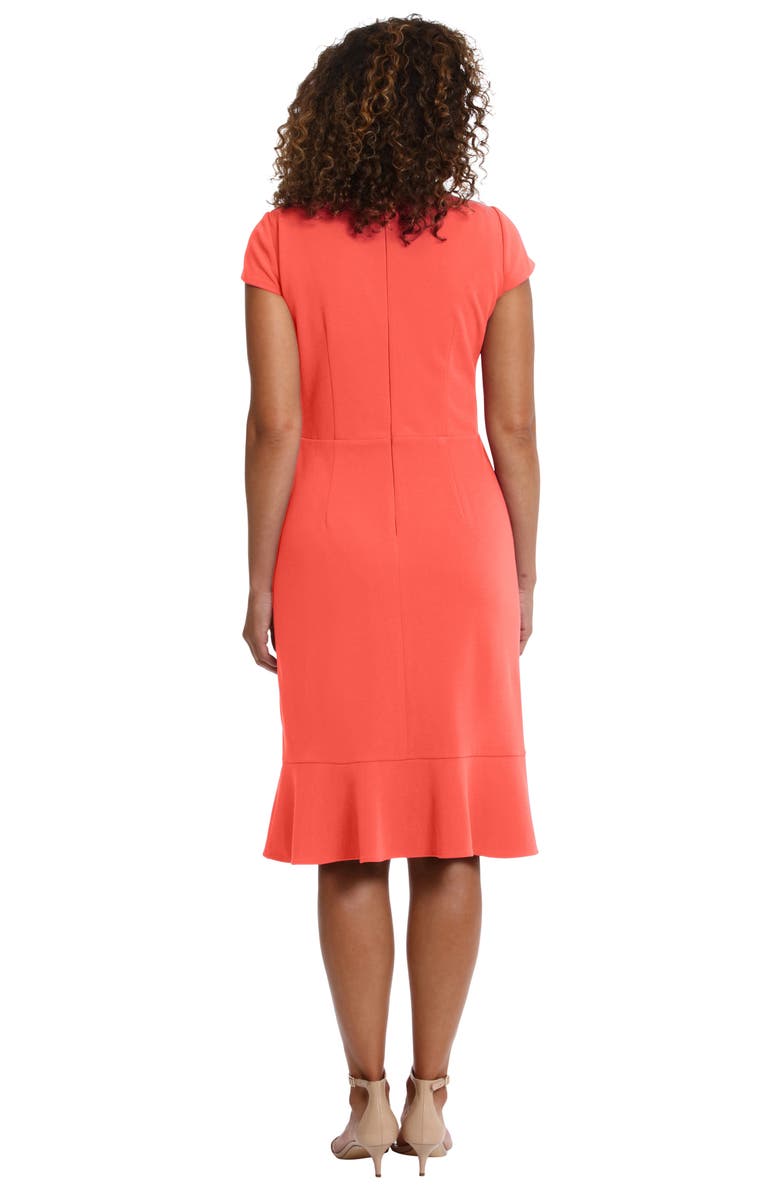 London Times Rosette Faux Wrap Flounce Dress, Alternate, color, Hot Coral