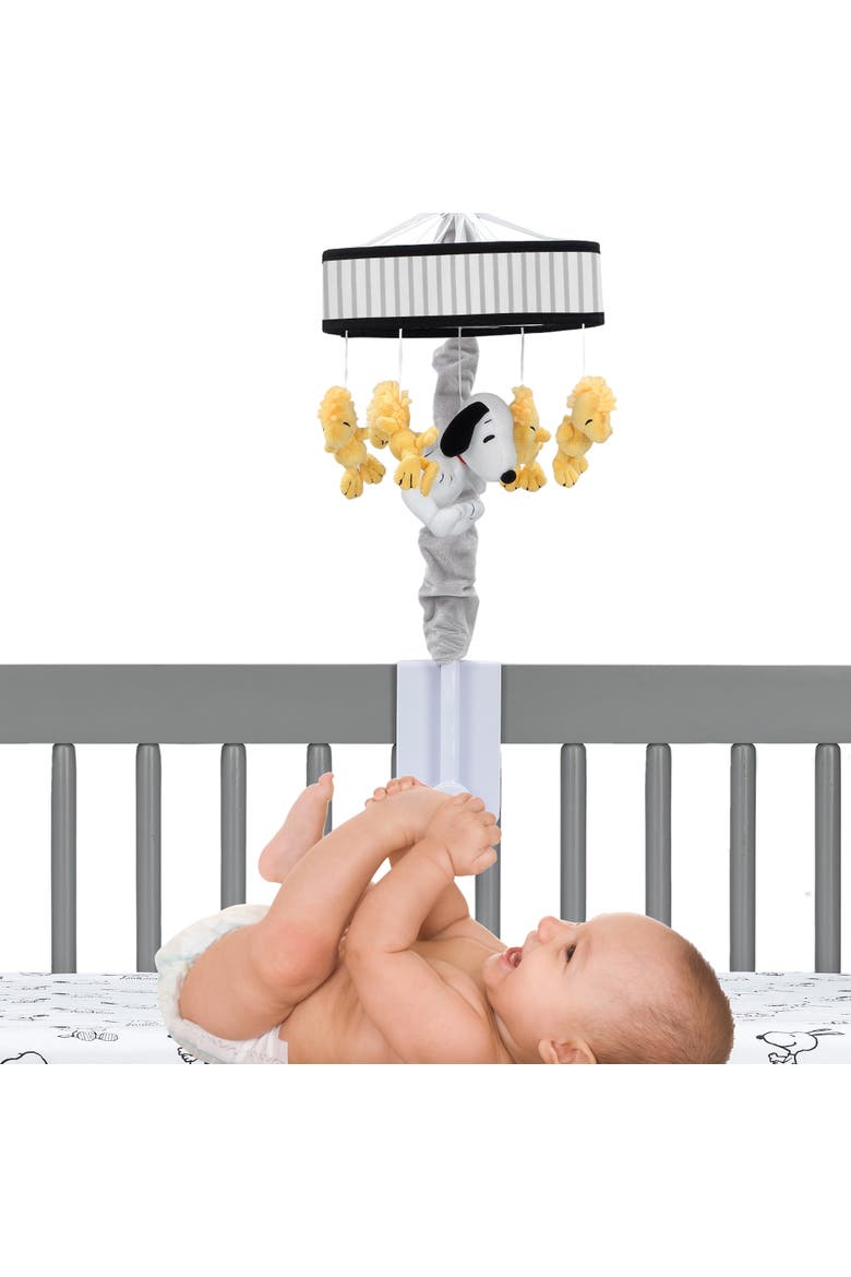Classic Snoopy & Woodstock Musical Baby Crib Mobile Soother Toy, Alternate, color, White