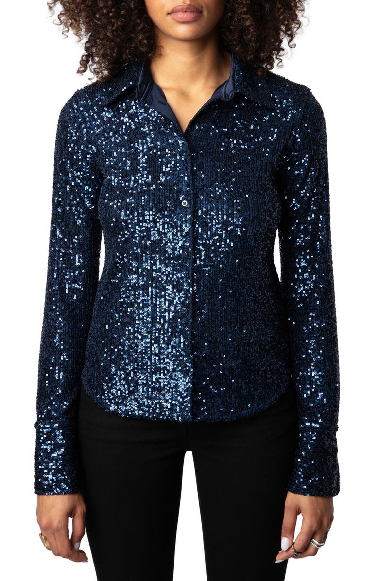 Zadig & Voltaire Tawny Sequin Shirt, Main, color,