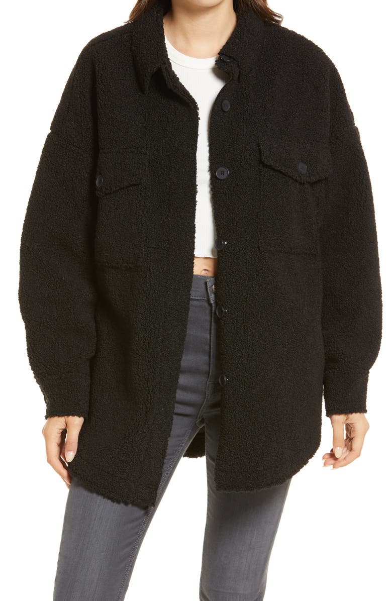 Good American Contour Faux Shearling Jacket, Main, color, 