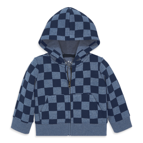 Baby Cozy Fleece Zip Hoodie In Checkerboard