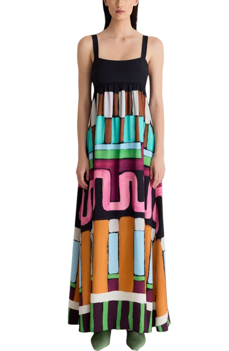 Romy Nora Maxi Dress, Main, color, Warped Linear