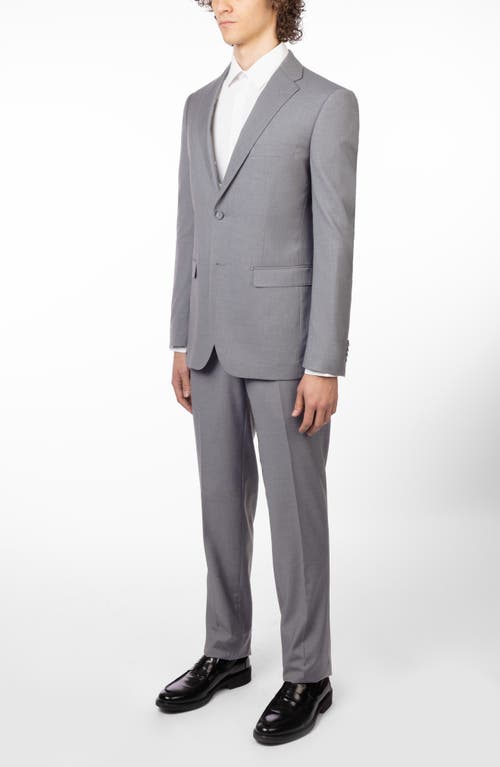 Zanetti Slim Fit Grey Notch Lapel Stretch Suit In Gray