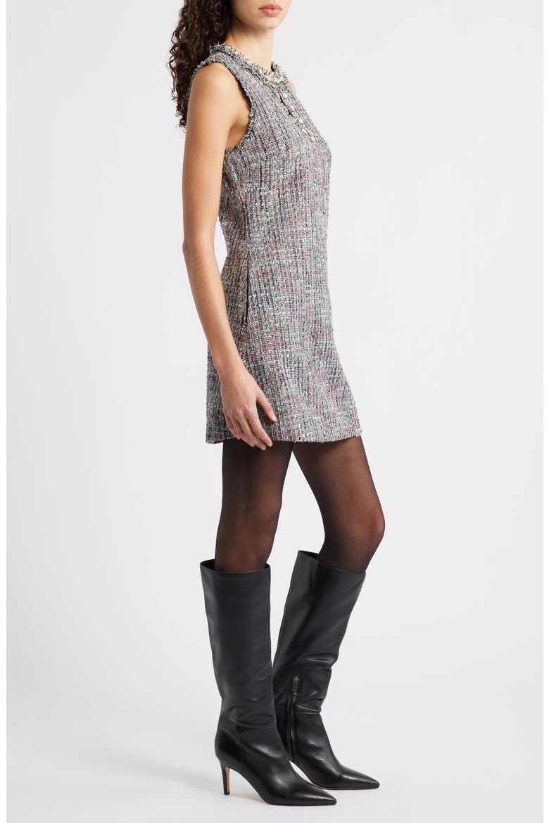 Embellished Tweed Shfit Minidress, Alternate, color, MULTI COLORED TWEED