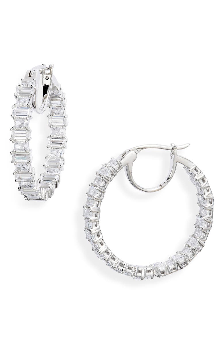 Nadri Chateau Cubic Zirconia Hoop Earrings, Main, color, 