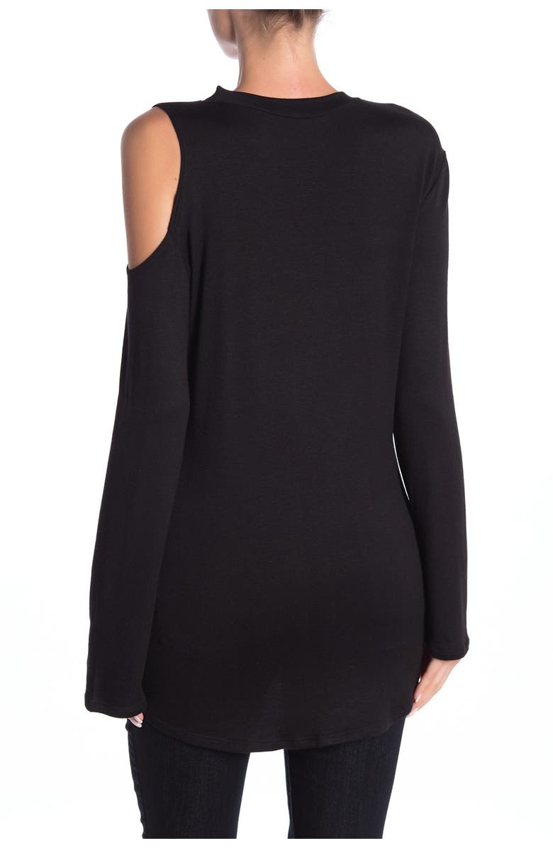 GO COUTURE Asymmetrical Slash T-Shirt, Alternate, color, Black