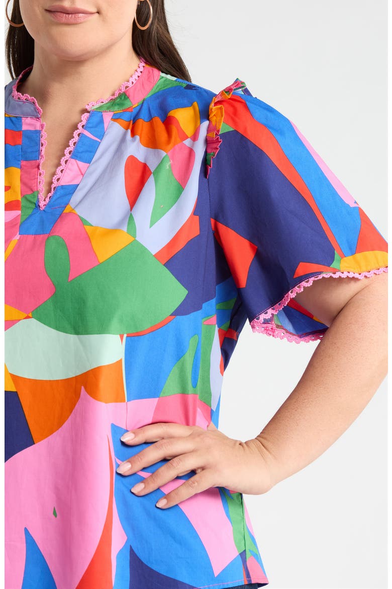 Chroma Abstract Winslet Ruffle Top, Alternate, color, RED-BLUE-MULTI