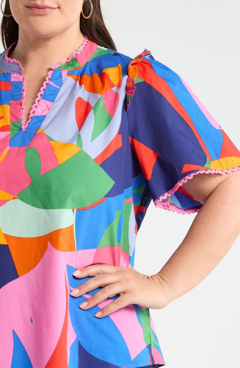 SUGARLIPS Chroma Abstract Winslet Ruffle Top, Alternate, color, Red-Blue-Multi