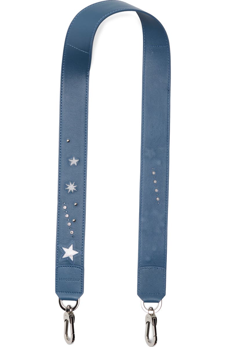 Longchamp Star Leather Bag Strap, Main, color, Pilot Blue