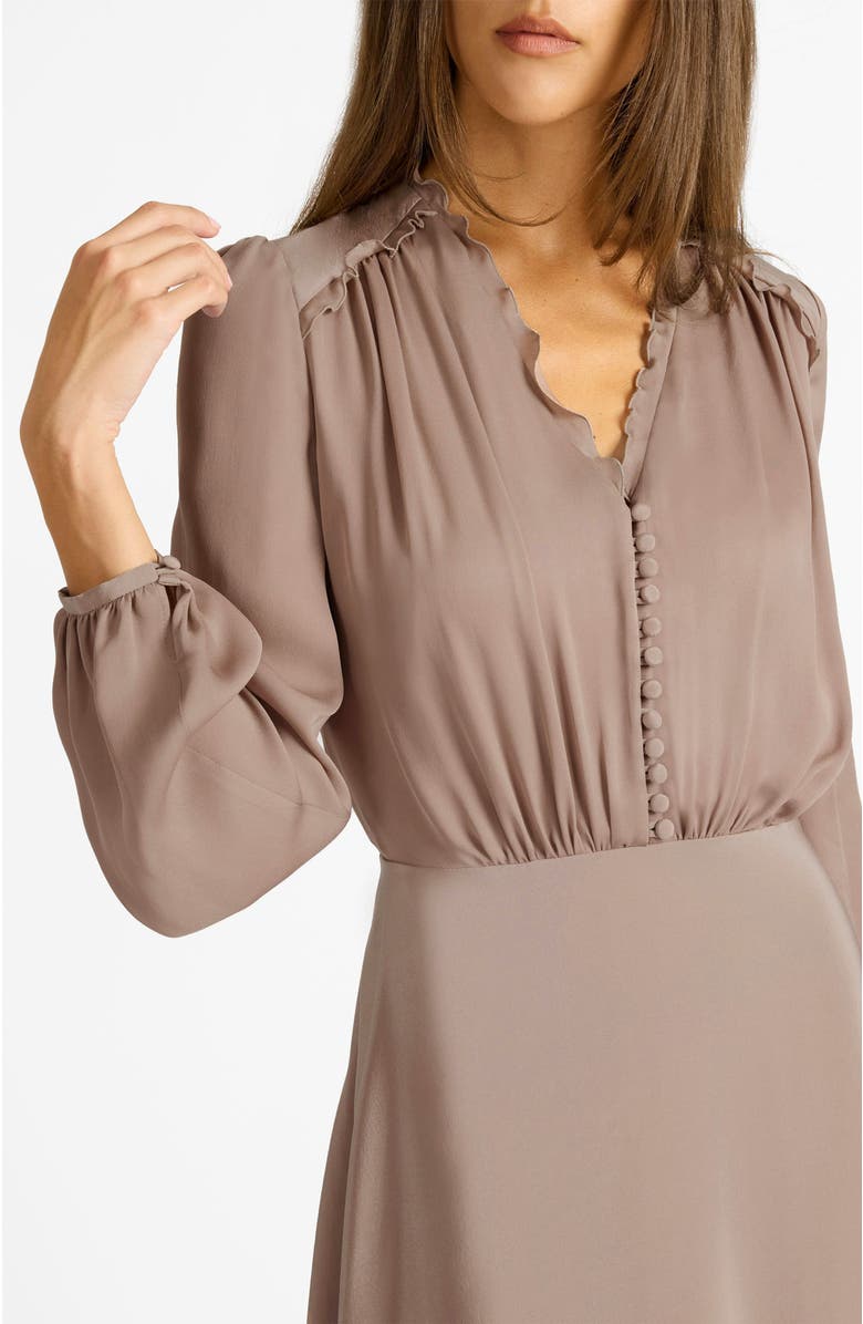 Santorelli Amal Silk Long Sleeve Fit and Flare Midi Dress, Alternate, color, Dusty Mauve