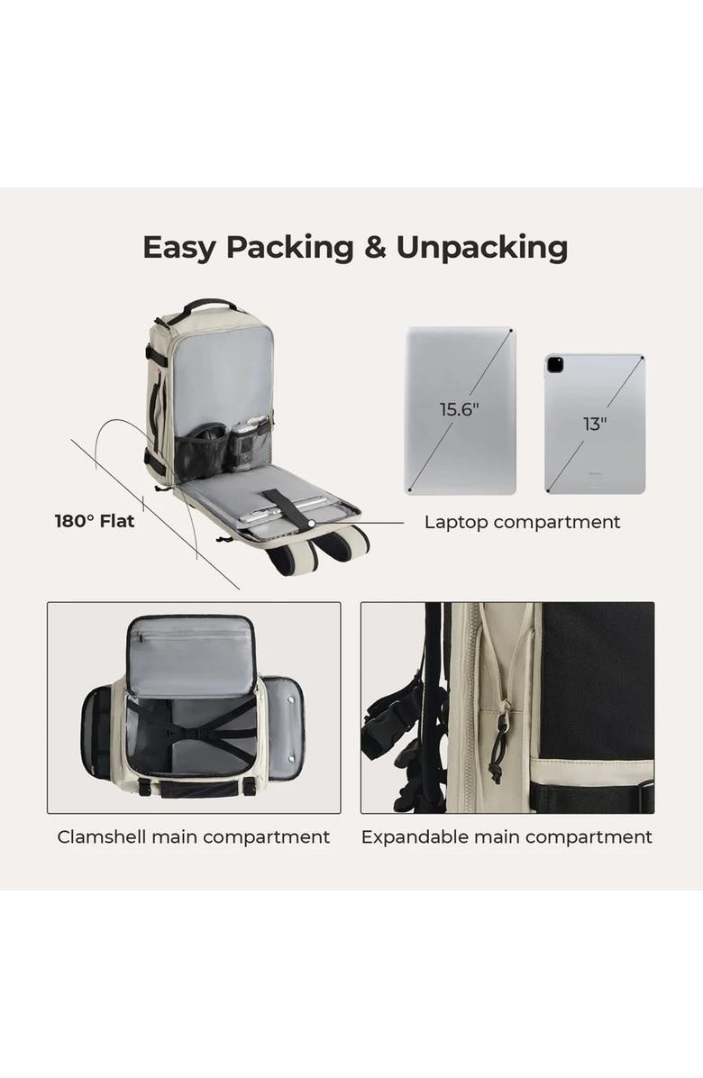 Bagsmart Blast Mesh Carry On Expandable Travel Backpack - 28L-38L Extended, Alternate, color, Peyote