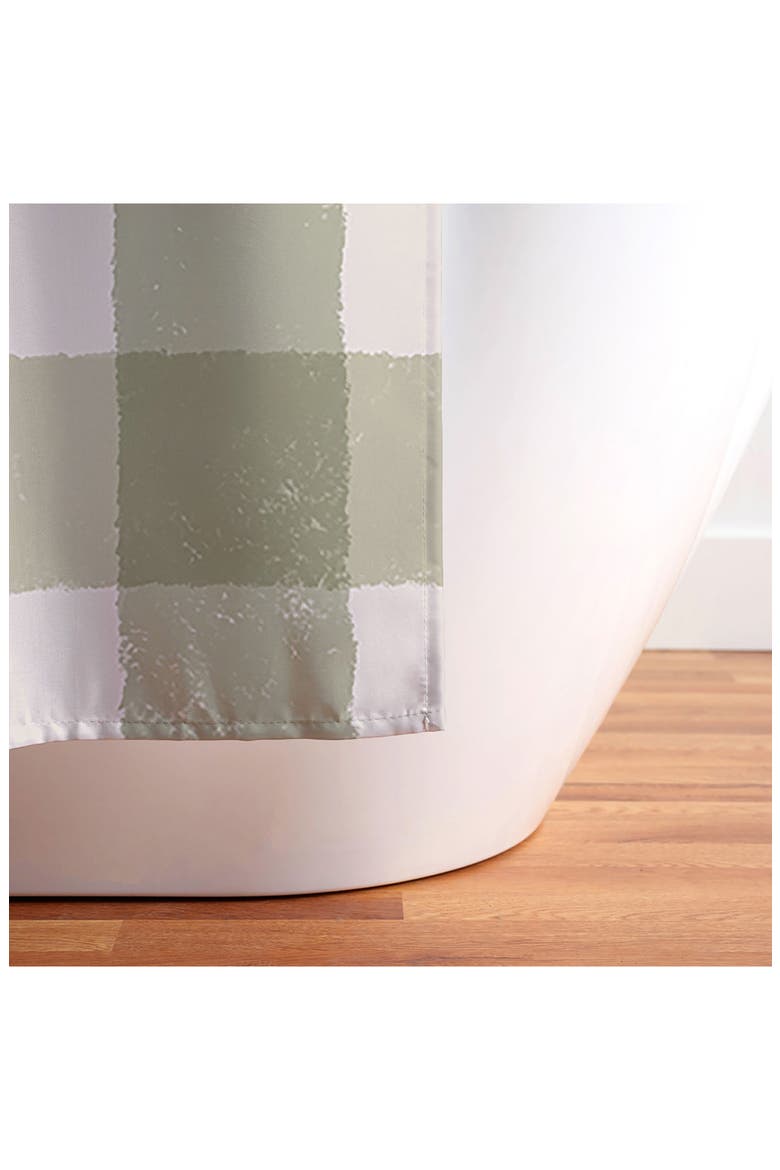 Menina Lisboa Plaid Shower Curtain, Alternate, color, GREEN