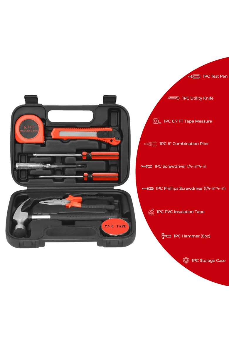 Handy Solutions 9-Piece Household Tool Kit, Alternate, color, Black