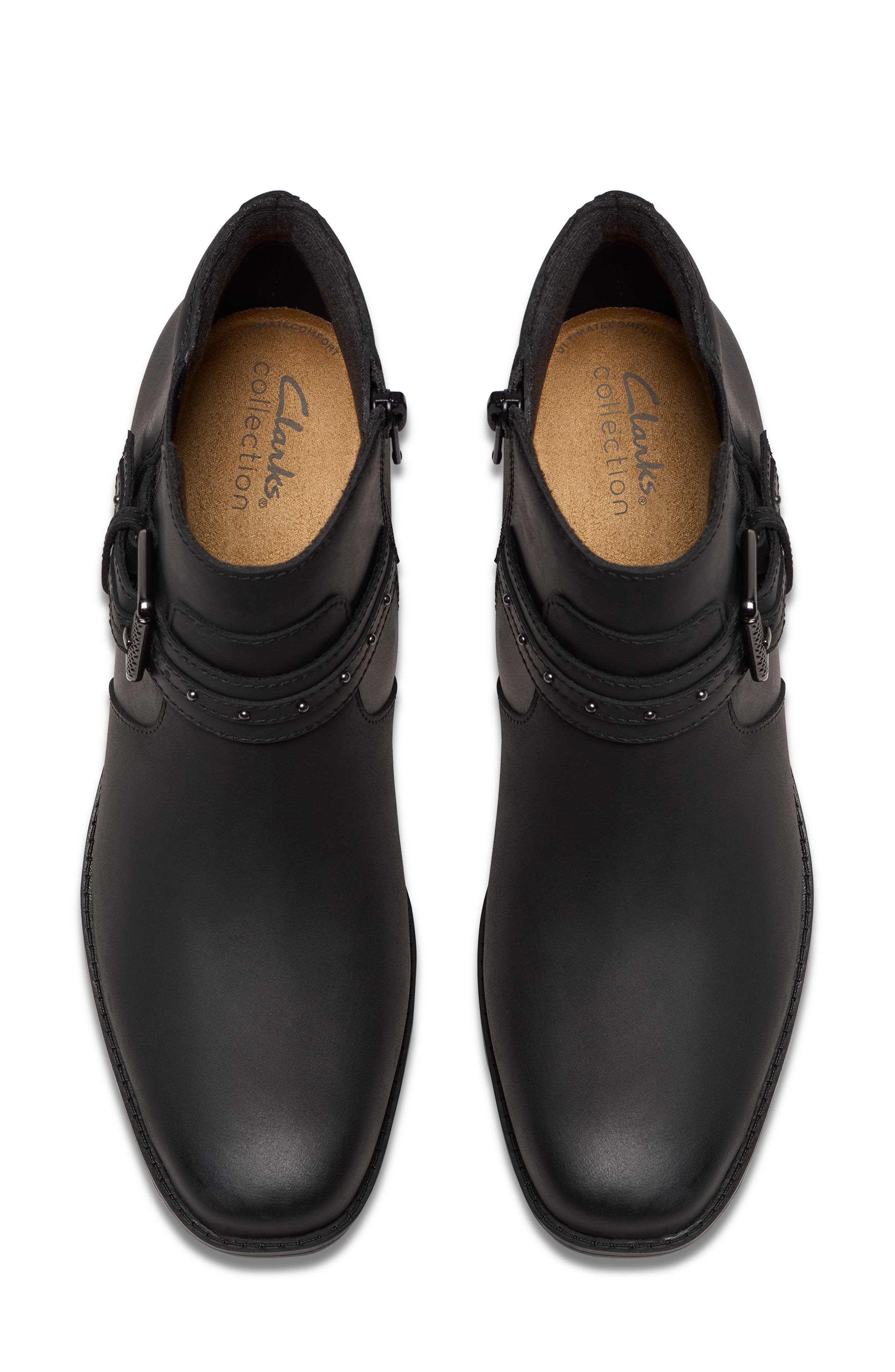 Clarks<sup>®</sup> Danyelle Wish Ankle Bootie - Wide Width Available, Alternate, color, Black Oily Leather