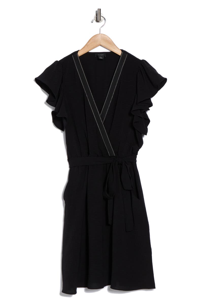 Halogen<sup>®</sup> Flutter Sleeve Wrap Dress, Alternate, color, Rich Black