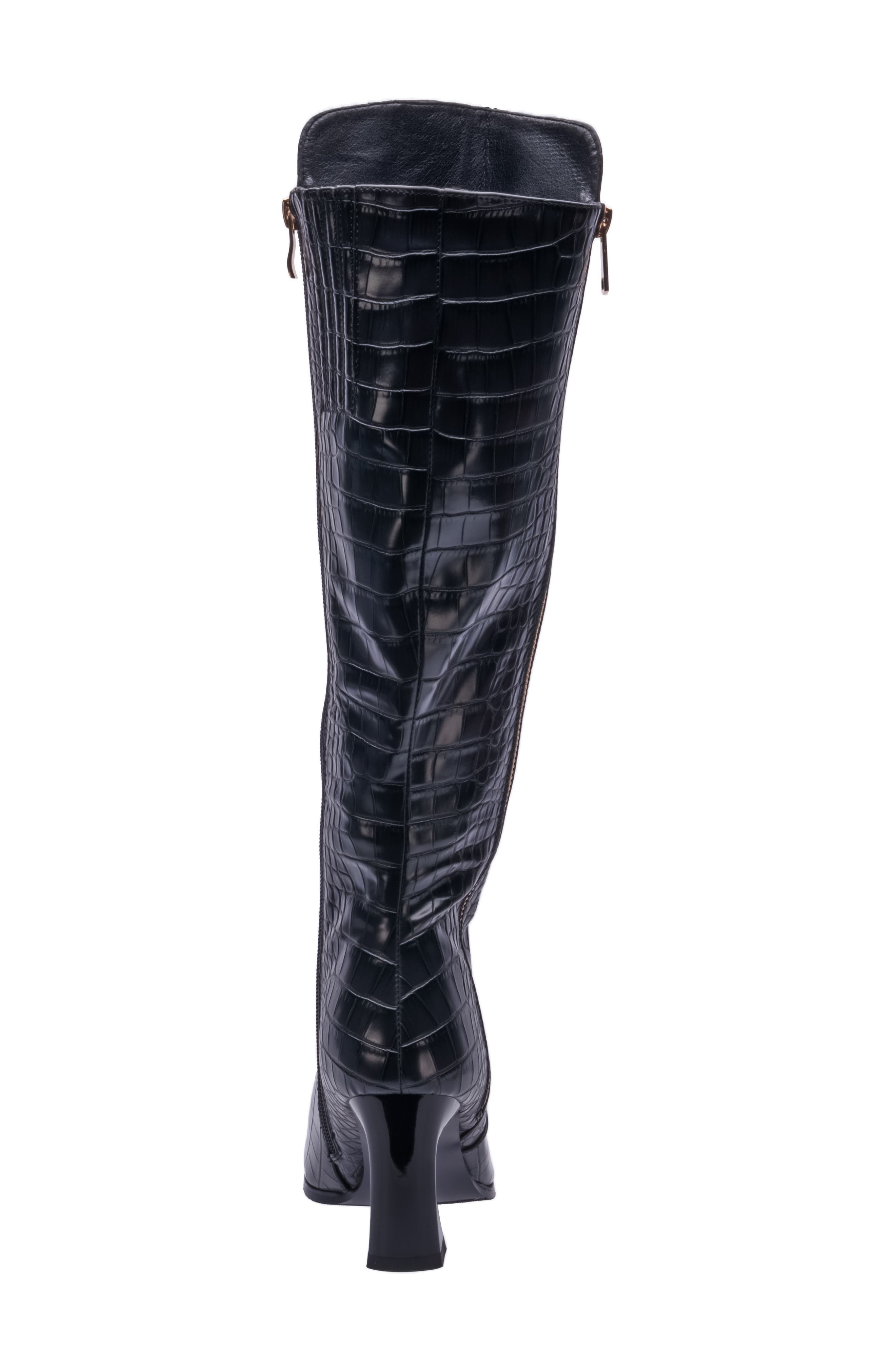 NINETY UNION London Croc Embossed Knee High Boot, Alternate, color, Black