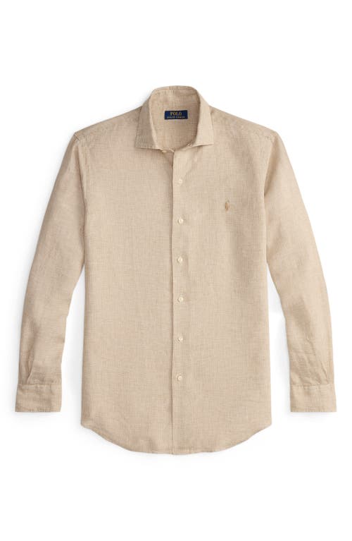 Polo Ralph Lauren Classic Fit Houndstooth Linen Button-up Shirt In Neutral
