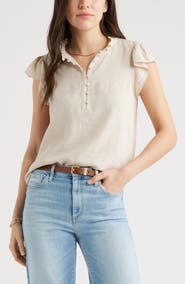 Caslon® Flutter Sleeve Popover Top