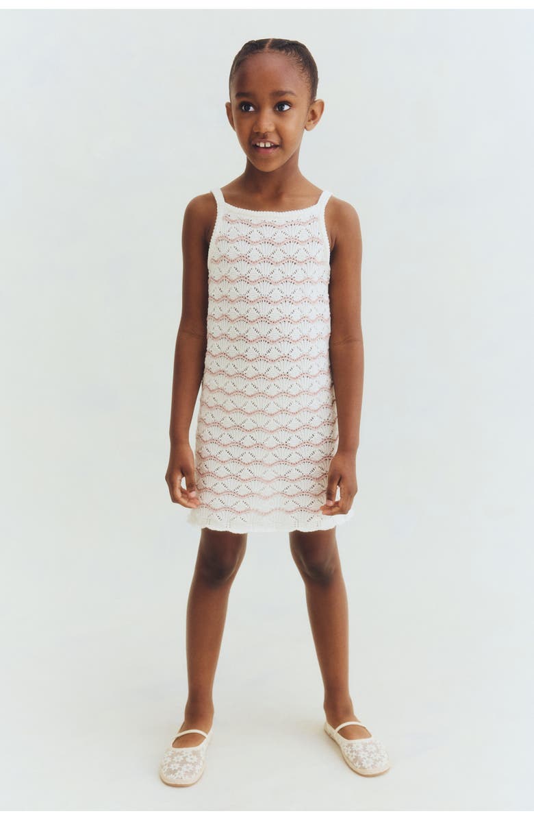 H&M Crochet-look Strappy Dress, Alternate, color, White/Pink Striped