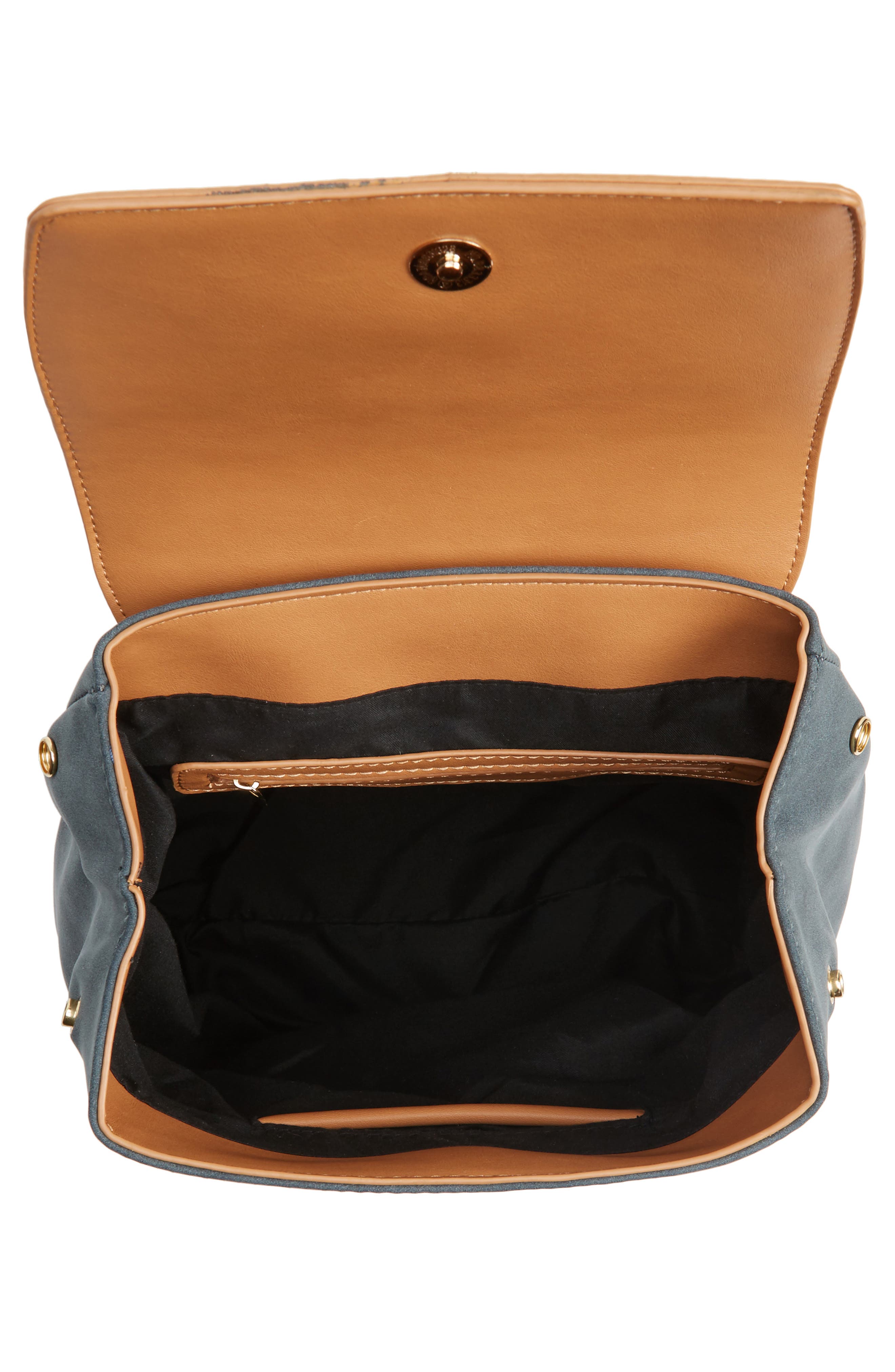 Two Tone Faux Leather Backpack, Alternate, color, MIDNIGHT BLUE