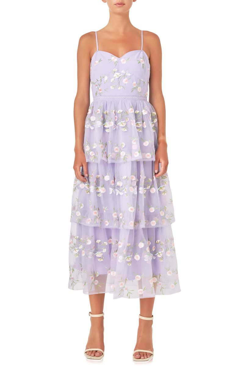 Endless Rose Floral Print Tiered Midi Dress, Main, color, 