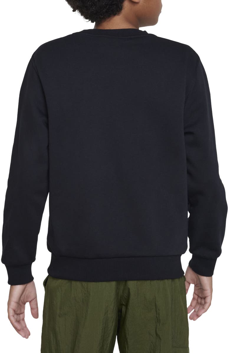 Nike Kids' Club Fleece Crewneck Sweatshirt, Alternate, color, Black/ White
