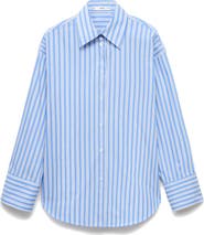 MANGO Selection Oversize Stripe Cotton Button-Up Shirt