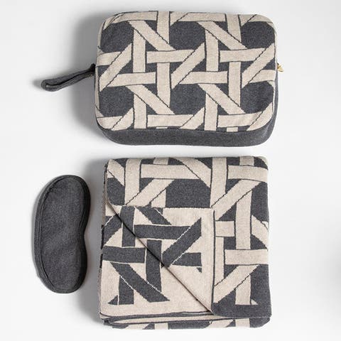 Riti Organic Cotton Travel Blanket and Eye Mask Set