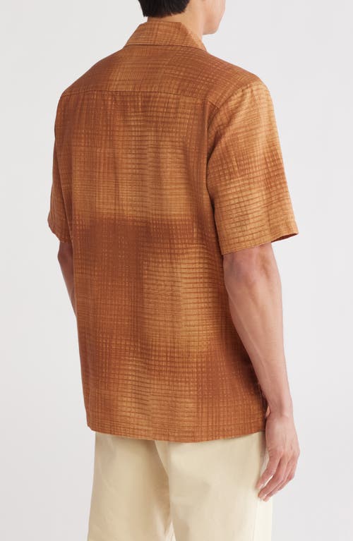 Nn07 Daniel Abstract Print Linen & Cotton Blend Camp Shirt In Brown