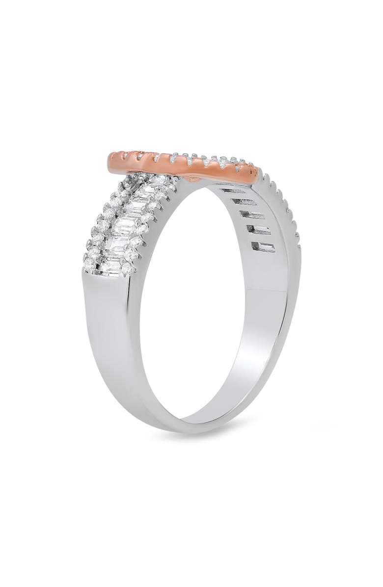 Queen Jewels Sterling Silver Two-Tone Cubic Zirconia Heart Ring, Alternate, color, Silver