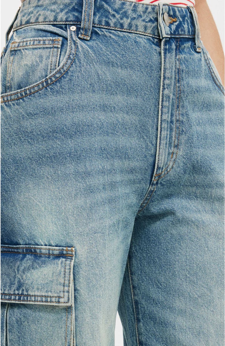 Cotton On Women's Curvy Cargo Wide Jean, Alternate, color, Canyon Blue