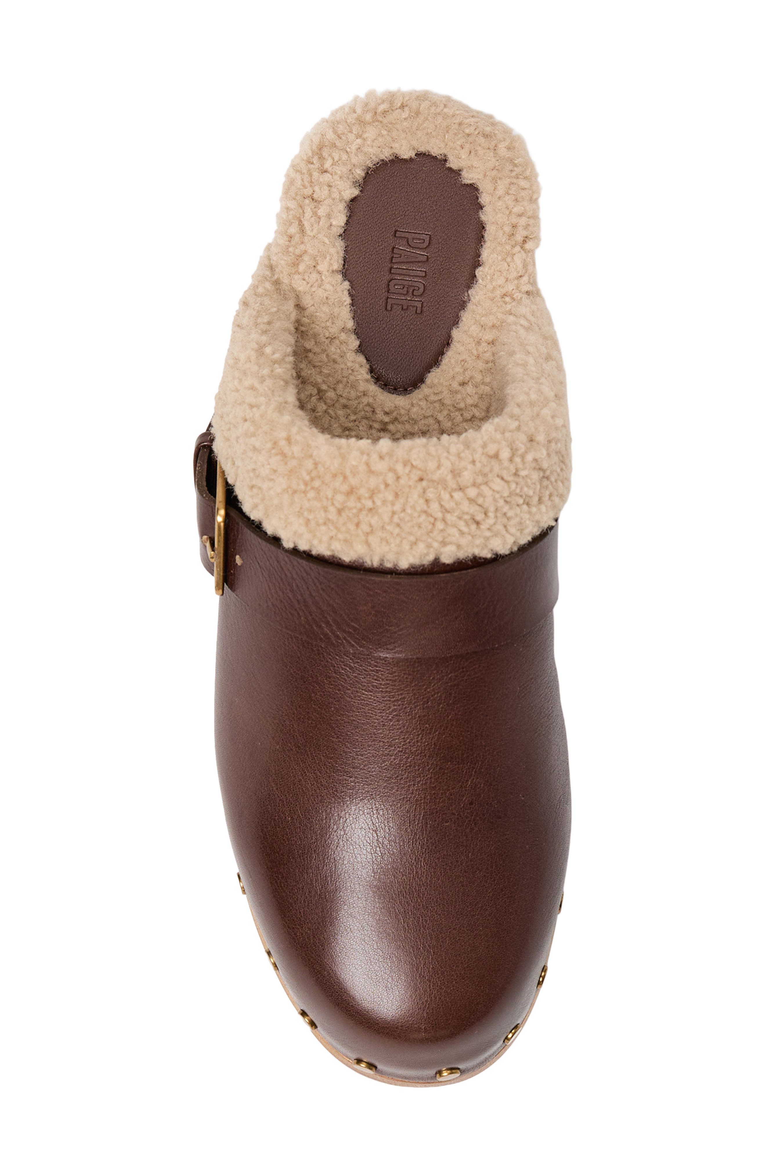 Helena Faux Shearling Clog, Alternate, color, AUBURN