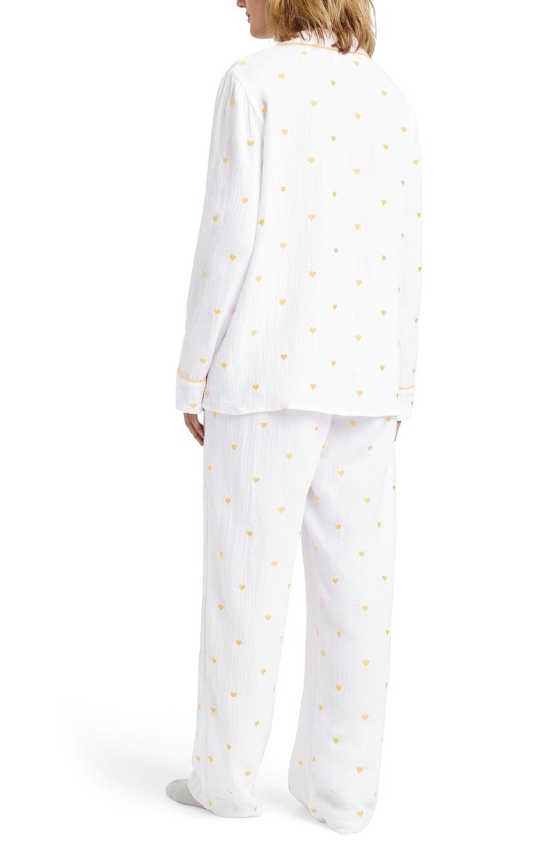 Splendid Lottie Love Cotton Gauze Pajamas, Alternate, color, White/ Limoncello