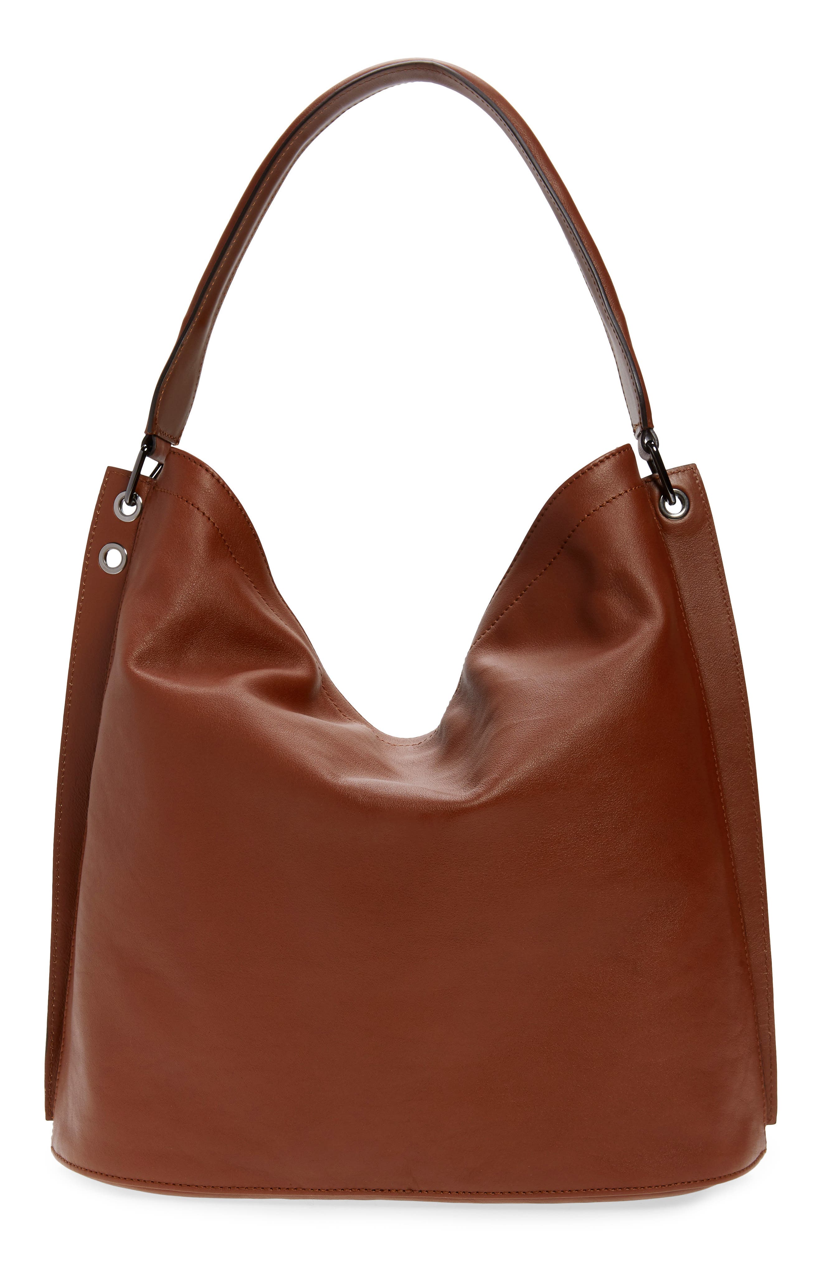 Longchamp 3D Leather Hobo, Alternate, color, Cognac