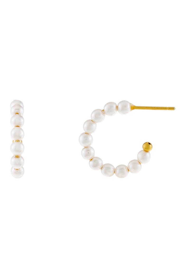 Adina's Jewels Imitation Pearl Hoop Earrings, Main, color, PEARL WHITE