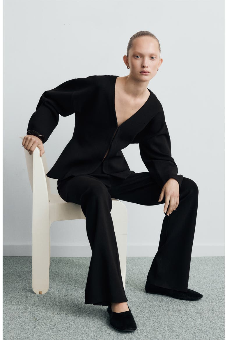 Side Slit Knit Pants, Alternate, color, BLACK