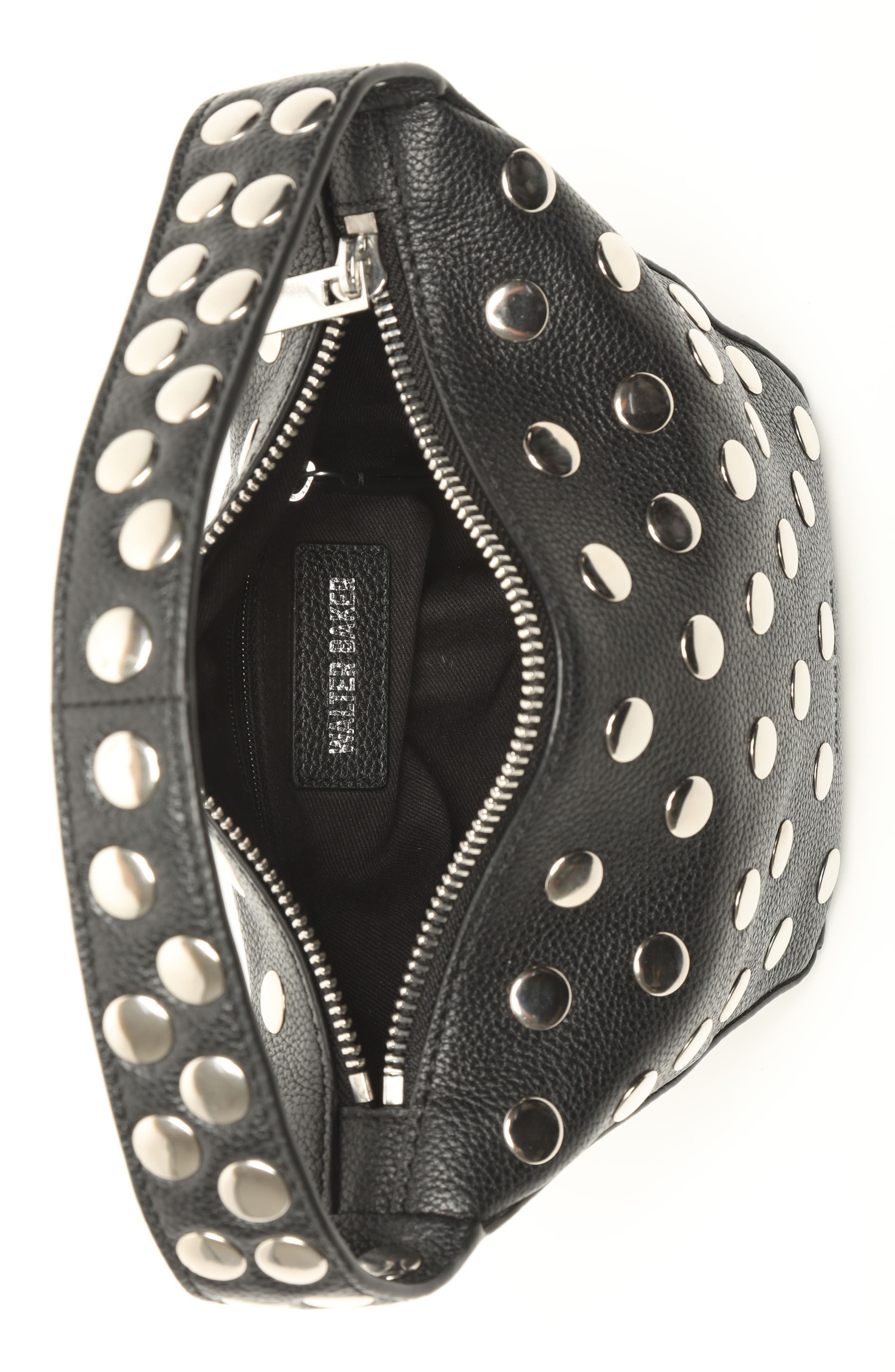 Walter Baker Hendrix Stud Leather Shoulder Bag, Alternate, color, Black