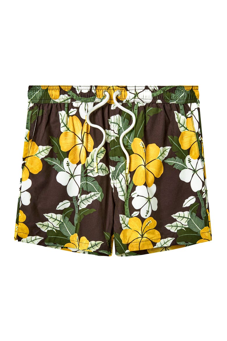Night Bloom Swim Trunks, Main, color, Brown
