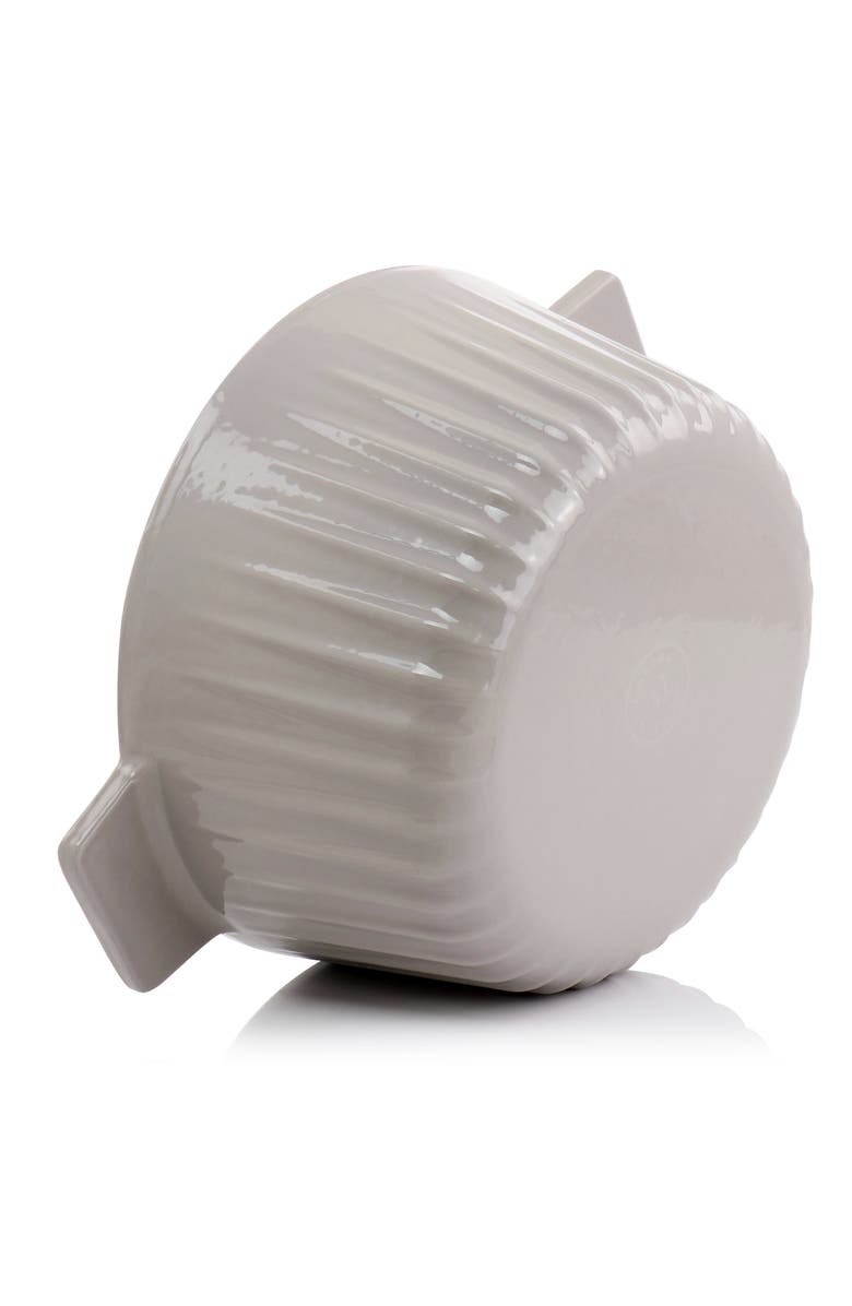 MARTHA STEWART Eastholm Enameled Cast Iron 3 Quart Embossed Stripe Dutch Oven with Lid, Alternate, color, Warm Grey