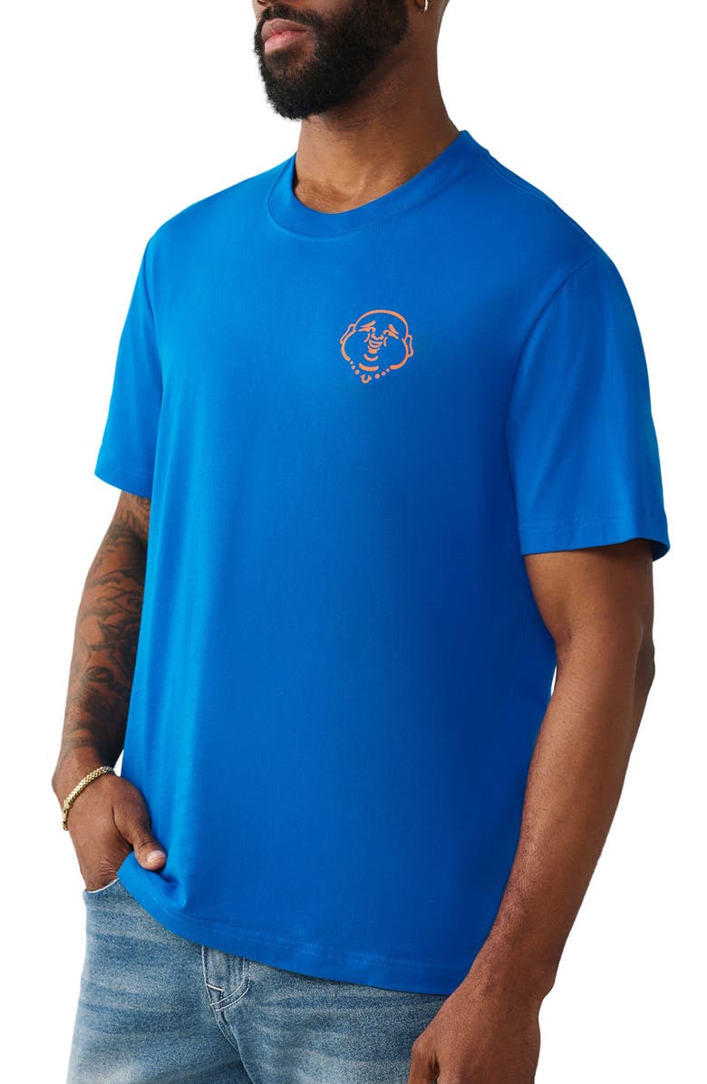 True Religion Logo Applique Graphic T-Shirt, Alternate, color, Imperial Blue